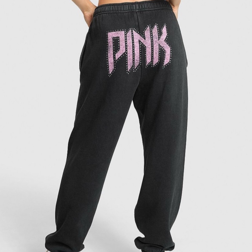 ISO VS Pink pure black band sweatpants in a size small